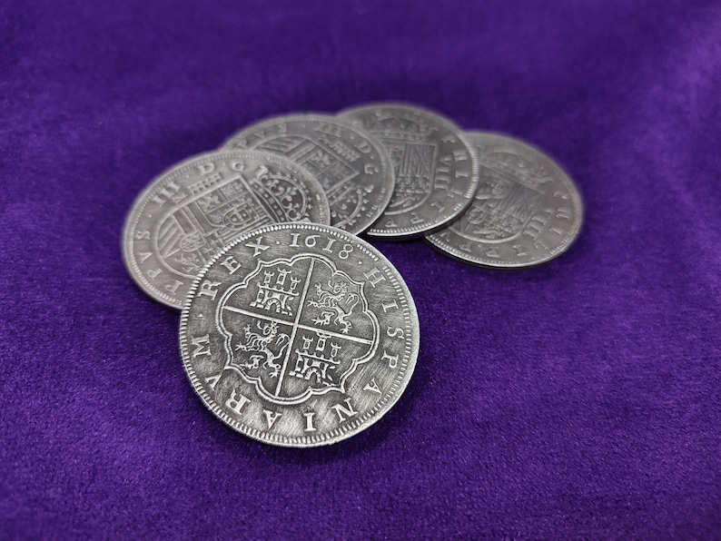 8 Reales spanische Dublonen-Münzschätze, spanische Dublonen-Münzschätze, handgefertigte Münze, Metallguss, an einen Freund verschenken Bild 3