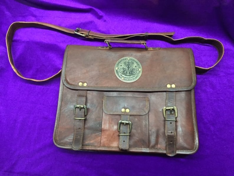 Official Miskatonic University Briefcase, Cthulhu Myths Researcher Briefcase, Lovecraft Briefcase, Brown Leather Briefcase image 2