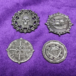 Piratenmunten, Piratenmunten, metalen munten, metalen munten, handgemaakte munten, knutselmunten, geef aan een vriend, piratenschat