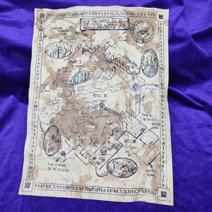 Mapa Salones del Rey Tarasscus,  Mapa de los Salones del Tey Tarasscus el señor de los anillos, mapa hecho a mano, mapa envejecido, aged map