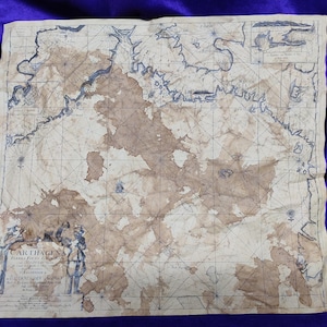 Carte de Carthagène, Carte de Carthagène, Carte du vieux monde, Carte du vieux monde, carte âgée, ancienne carte mondiale, carte âgée, cadeau à un ami