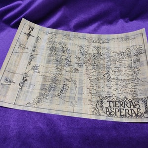 Karte der rauen Länder, Wilderland-Karte, der Herr der Ringe, handgemachte Karte auf Papyrus, originelles Geschenk, Wilderland-Karte Papyrus