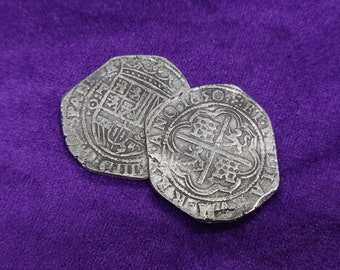 Moneda 8 reales de 1650, 8 reales coin from 1650, moneda artesanal, fundición de metal, regala a un amigo