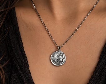 Greek Coin Drachma Alexander the Great Sterling Silver, a gift for a friend