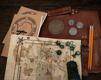 Call of Cthulhu Leather Briefcase – Miskatonic University Bag – Lovecraft RPG Collector Set – Arkham Satchel