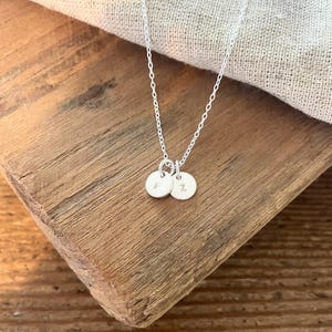 sterling silver initial necklace with two pendants. dainty necklace for women.