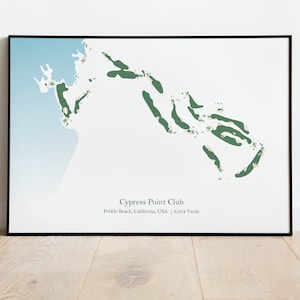 Gift Golf Wall Art Gift For Him Cypress Point Golf Club Golf Course Map Golfer Gift For Living Room Wall Art Office Pebble Beach
