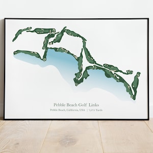 Geschenkidee Golf Wandkunst Geschenk für Ihn Pebble Beach Golfclub Golfkurs Karte Golfspieler Geschenk für Wohnzimmer Digitaler Download