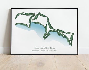 Gift Idea Golf Wall Art Gift For Him Pebble Beach Golf Club Golf Course Map Golfer Gift For Living Room Digital Download