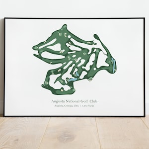 Art mural golf, cadeau pour lui, Augusta National Golf Club, carte du parcours de golf, golfeur, cadeau pour le salon, art mural pour le bureau