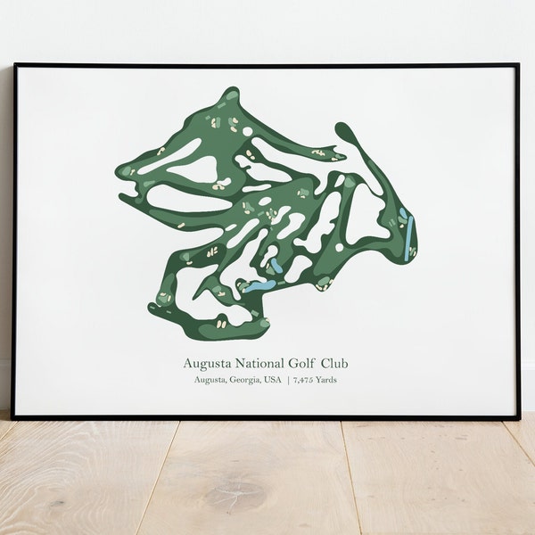 Gift Golf Wall Art Gift For Him Augusta National Golf Club Golf Course Map Golfer Gift For Living Room Wall Art For Office