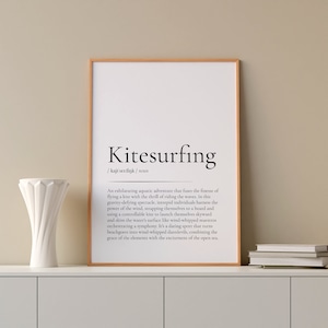 Gift Idea Kitesurfing Wall Art Gift For Him Her Kite Poster Word Kitesurfing Meaning Kite Definition Funny Kiter Gift Kite Poster