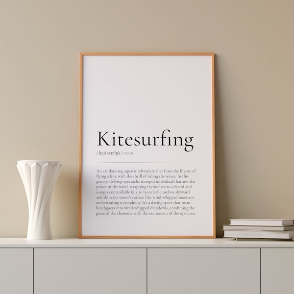 Gift Idea Kitesurfing Wall Art Gift For Him Her Kite Poster Word Kitesurfing Meaning Kite Definition Funny Kiter Gift Kite Poster