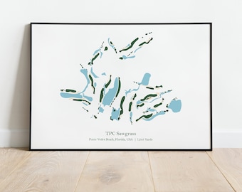 Gift Gift Idea Golf Wall Art For Him TPC Sawgrass Golf Club MapGolfer Gift For Living Room Digital Download Wall Art For Office