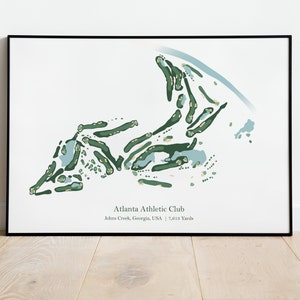 Golf Wandkunst Geschenk für Ihn Atlanta Athletic Club Golfclub Golfkurs Karte Wohnkultur Golfer Geschenk für Wandkunst für Büro Vatertagsgeschenk