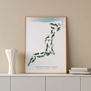 Geschenkidee National Golf Links of America Golf Wandkunst Geschenk für Ihn Golfclub Golfkurs Karte Golfer Geschenk Wohnzimmer Büro Kunst