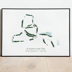 Geschenk Golf Wandkunst Geschenk für Ihn St. Andrews Golf Club Golfkurs Karte Golfer Geschenk für Wohnzimmer Wandkunst für Büro