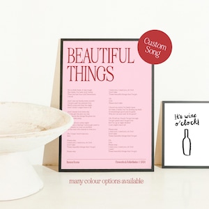 Song Lyrics Poster Custom Song Poster Wedding Song Gift Idea Printable Song Wall Art Personalised Music Lover Gift Favorite Lyric Poster