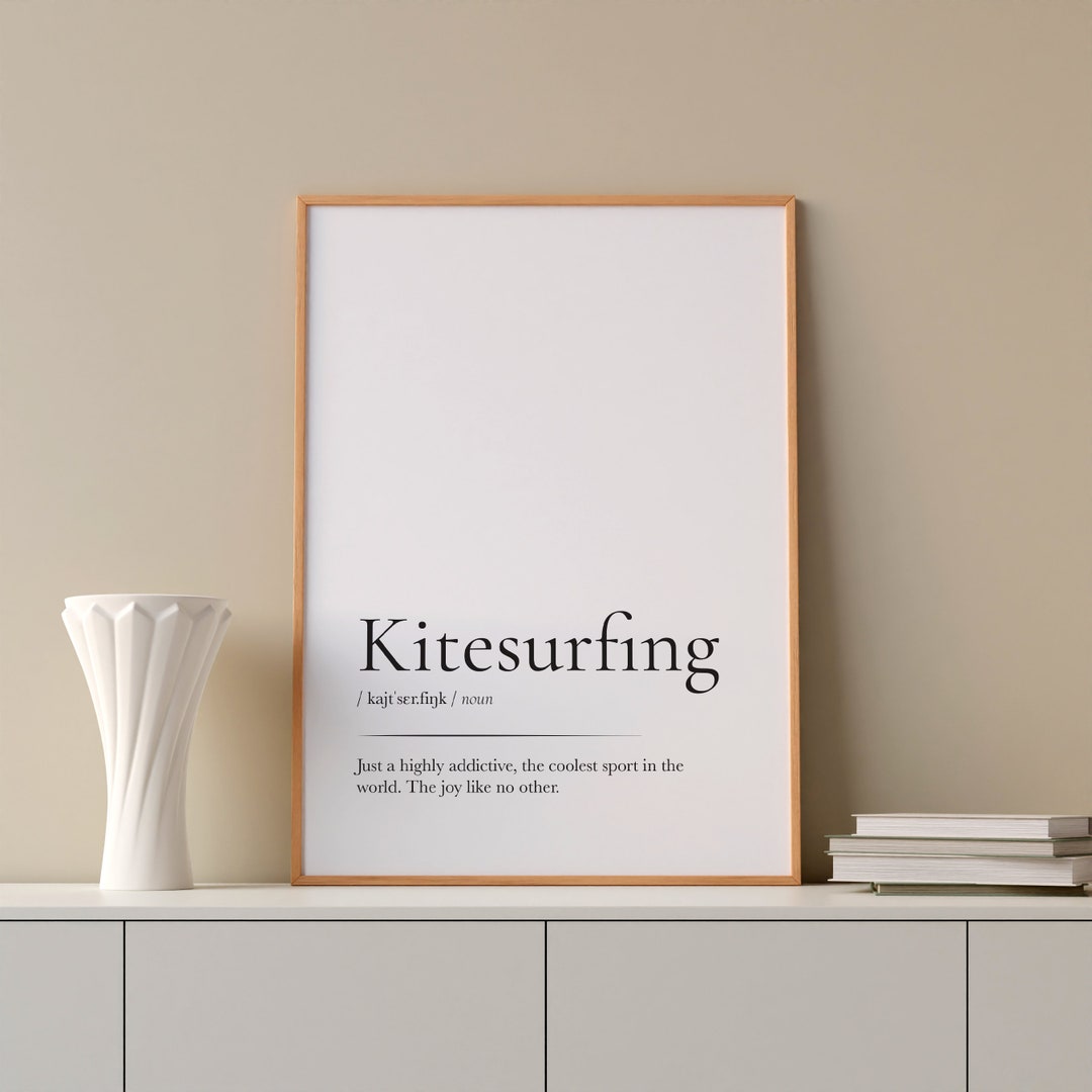 Gift Gift Idea Kitesurfing Dictionary Wall Art for Him Her Kite