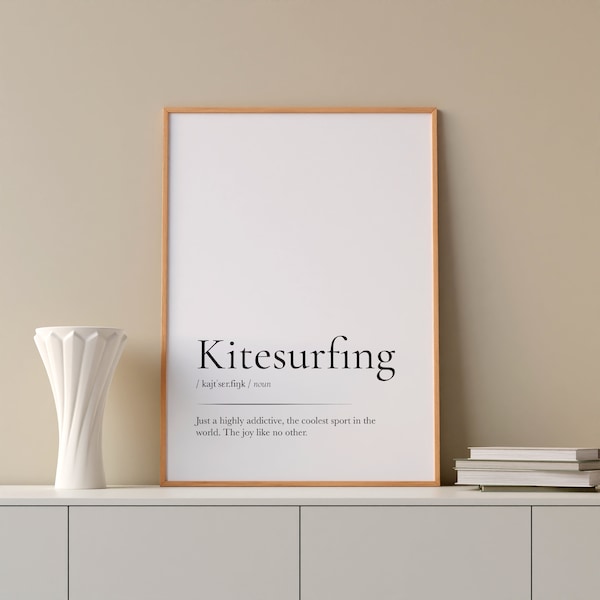 Gift Gift Idea Kitesurfing Dictionary Wall Art For Him Her Kite Kitesurfing Meaning Kite Definition Funny Kiter Kitesurfing Poster