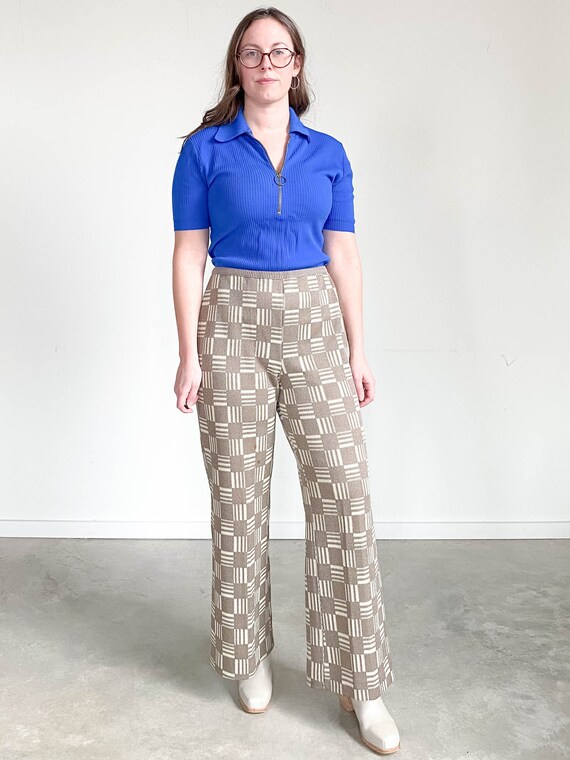 Vintage Gingham Pants – Tan and Brown Checkered Pa