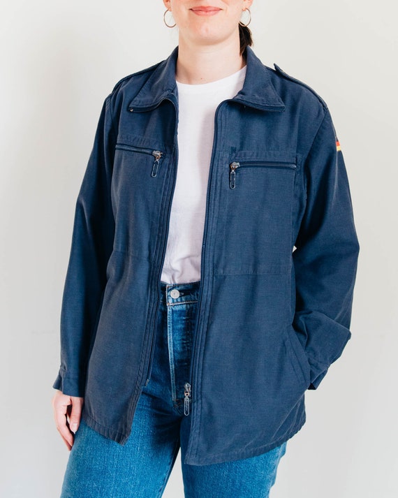 80s German Military Jacket - Vintage Blue Cotton F