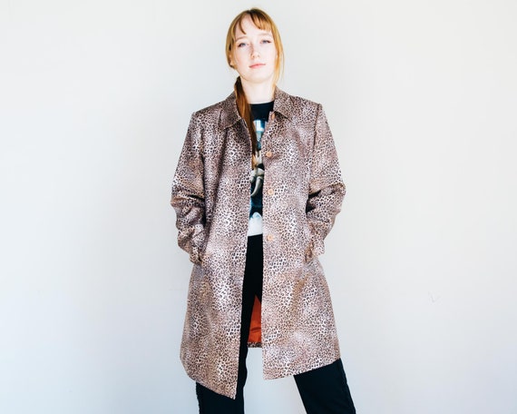 Vintage Silk Leopard Jacket – Orange Lining – 90s