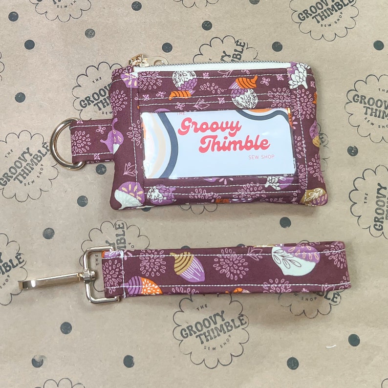 WRISTLET WALLET Handmade Zipclose Wallet With ID Window and Removable Wristlet Shades of Purple