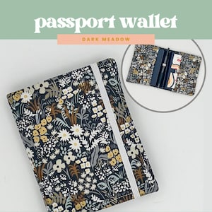 BILLETERA PARA PASAPORTE de Rifle Paper Co. Bon Voyage Dark Meadow / Hecha a mano en Georgia
