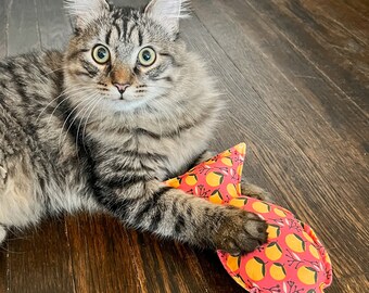 BIGFISH CAT TOY | Handmade Cat Kicker | Stuffed + Crinkle Sounds | Multiple Patterns