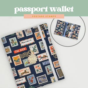 BILLETERA PARA PASAPORTE de Rifle Paper Co. Sellos postales "Buen viaje" / Hecho a mano en Georgia