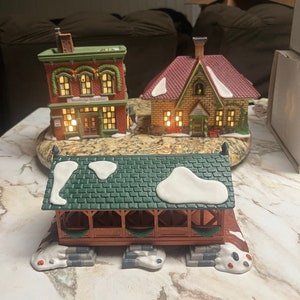 Dept 56 Heritage Village Series (3 Figurines) Two River Bridge, Apple School…
