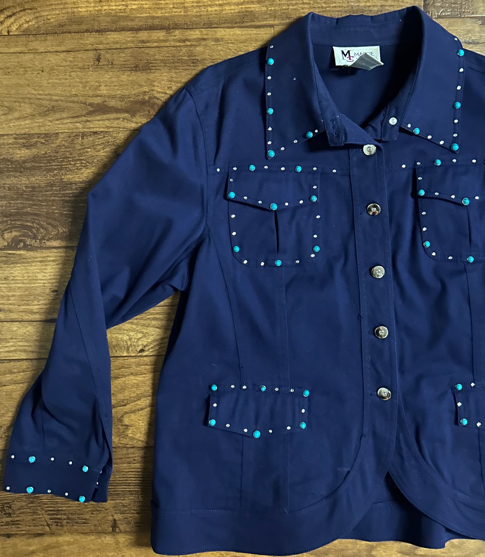 Maggie Sweet • Navy Blue • Turquoise Stones • Rhinestones • X-large ...