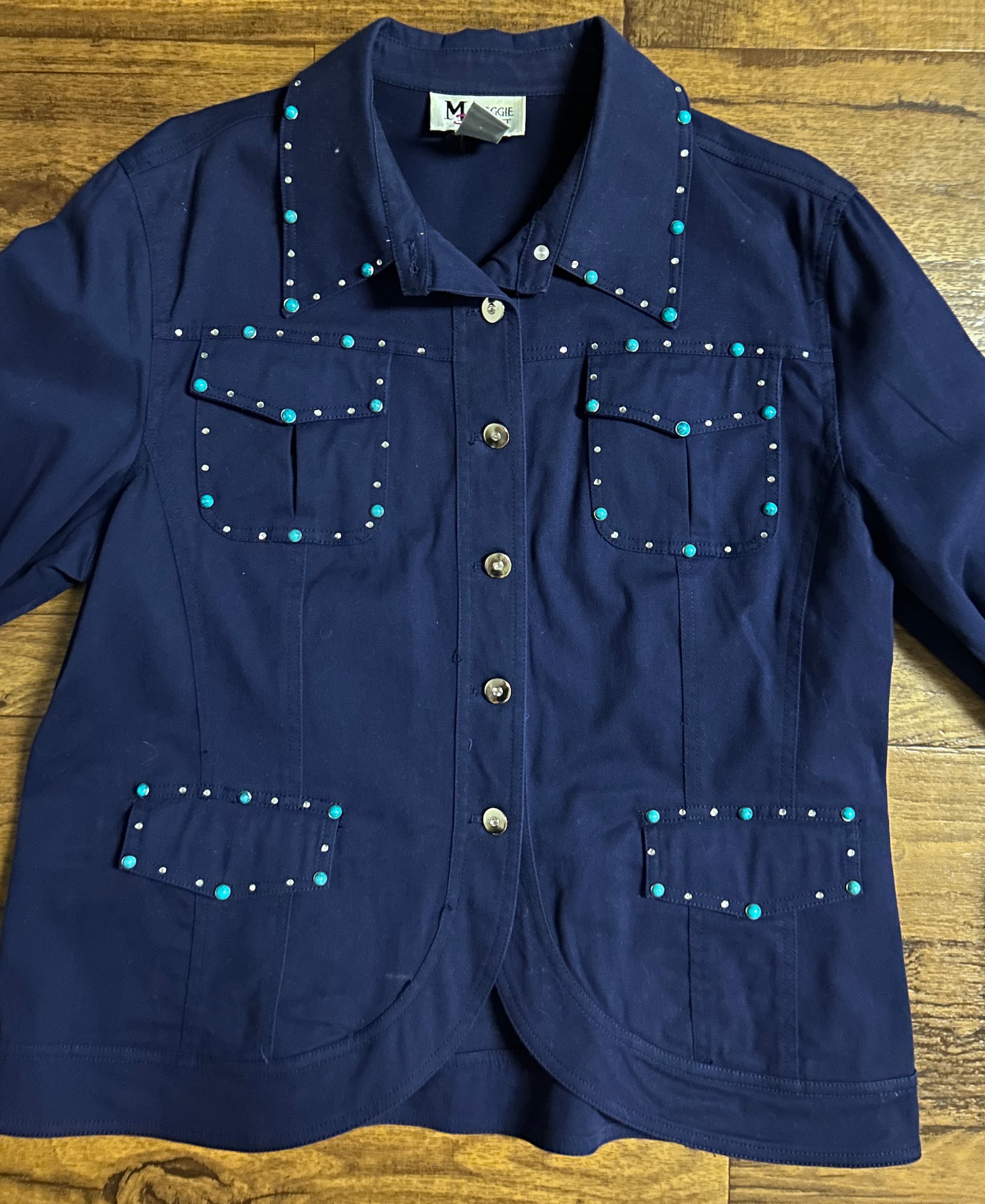 Maggie Sweet • Navy Blue • Turquoise Stones • Rhinestones • X-large ...