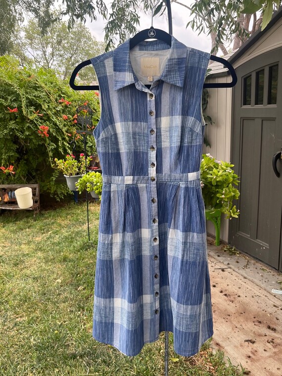 Modcloth Blue White Plaid Sleeveless Sundress Size X small Dress