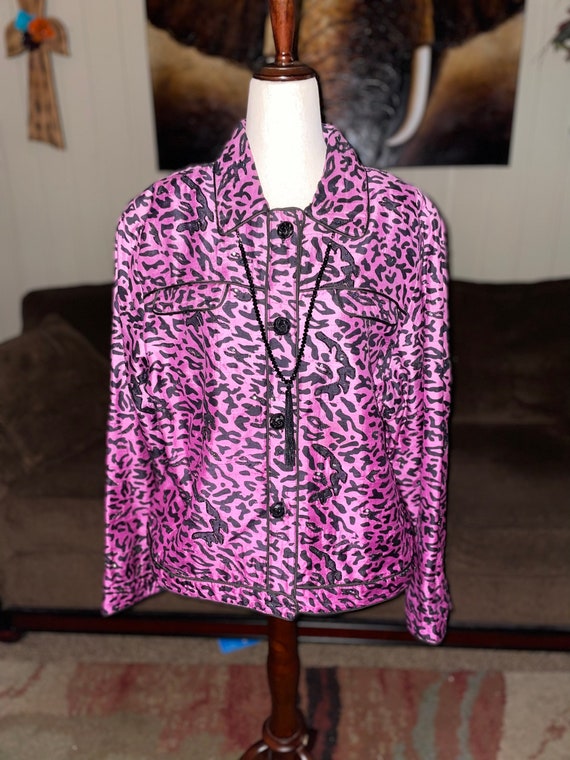 1980's Anage Purple/Black Embroidered Sequin Desig