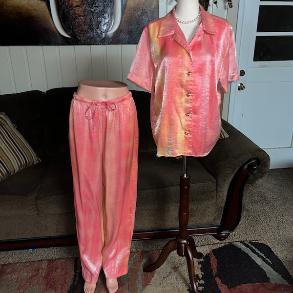 Bonnie Boynton Shiny Vibrant Pajamas~Size L/X-Large