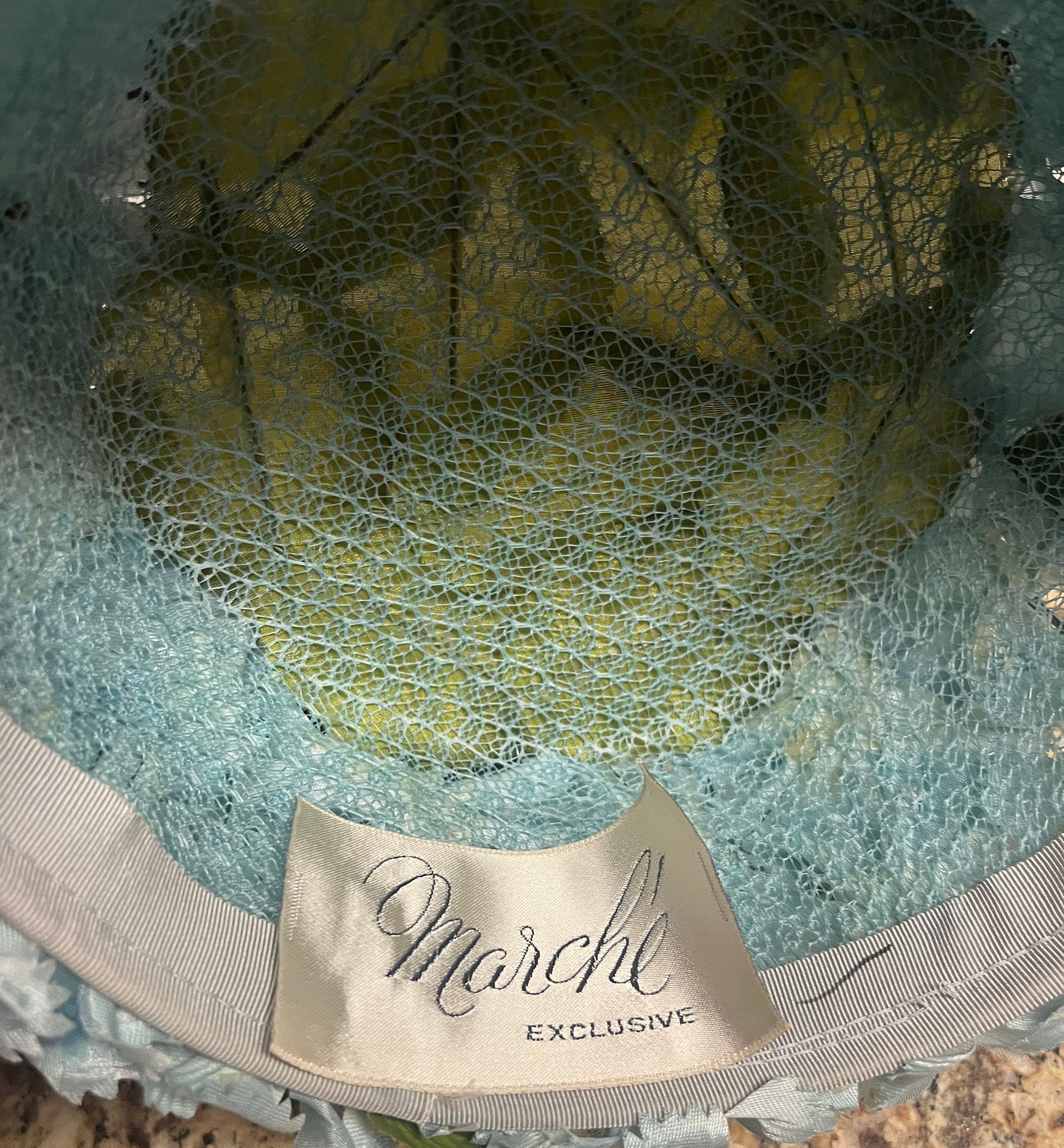 Marche Exclusive • Vintage • 1950’s • Floral • Blue/White/Green • Hat Bon Marche Hat - Etsy main image 3