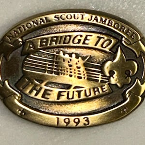1993 National Scout Jamboree Bsa “A Bridge to the Future” ~Fort AP Hill Virginia Boy Scouts ~ Bronze Belt Buckle