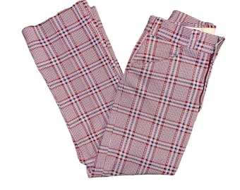 Montgomery Wards ~ Women’s Size 32/30 ~ Vintage (1970’s) ~ Red & Blue ~  Plaid Pants
