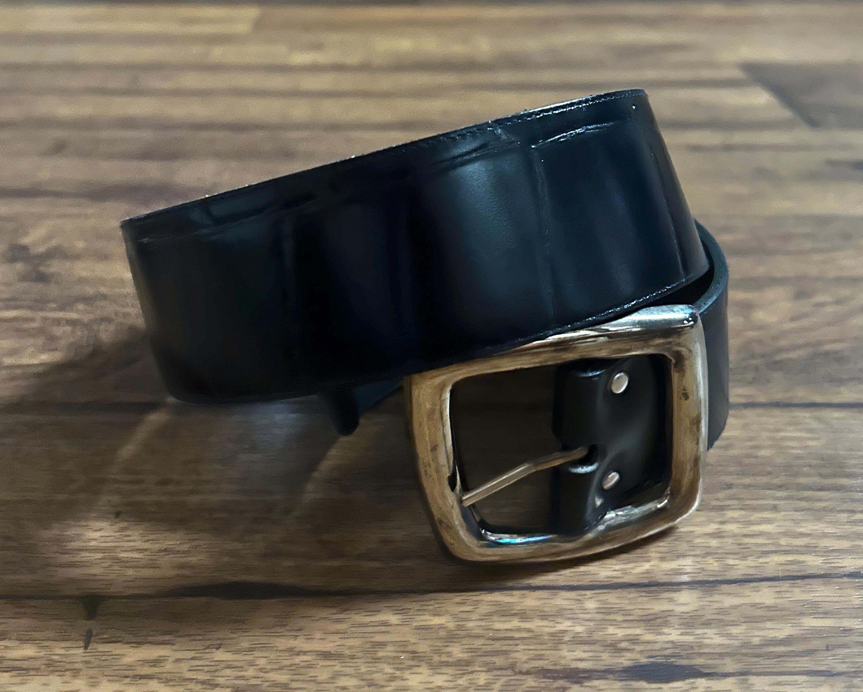 Robbie Nelson Vintage Black Leather Belt with Brass Accents Vintage Robbie Nelson Women main image 3