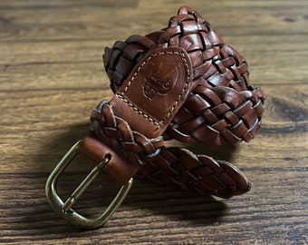 Vintage Rugged Abercrombie Fitch Braided Belt, Wide Brown  display picture 3