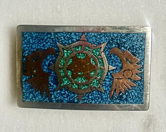 Vintage Aztec Mayan Inca Figural Belt Buckle Belt Buckle Native Art Aztec Aztecan Mayan South America  main image 4