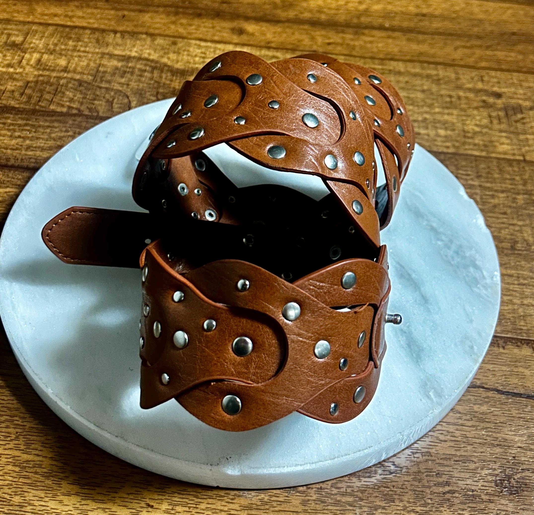 White House Black Market ~ Women’s Large ~ Brown W/Silver Studded Belt ~ New Isaac Espresso/Silver Studded Belt | Belts | Accessories main image 3