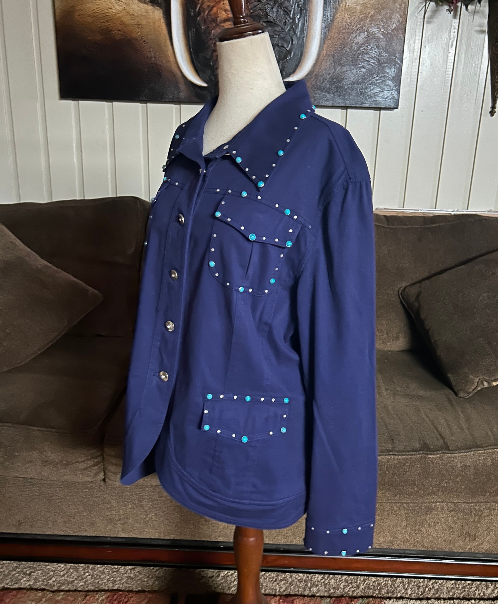 Maggie Sweet • Navy Blue • Turquoise Stones • Rhinestones • X-large ...