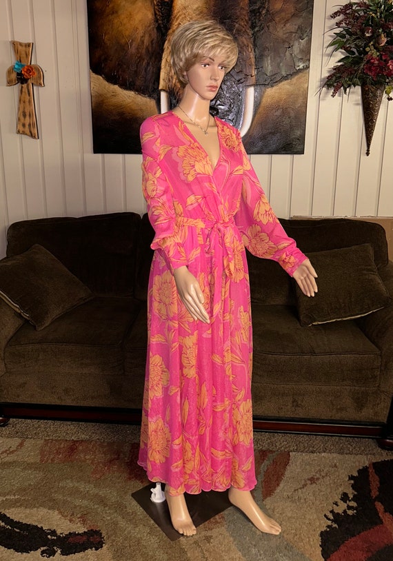 Alexa B Nites~ Size 8 Pink & Orange Floral Maxi D… - image 7