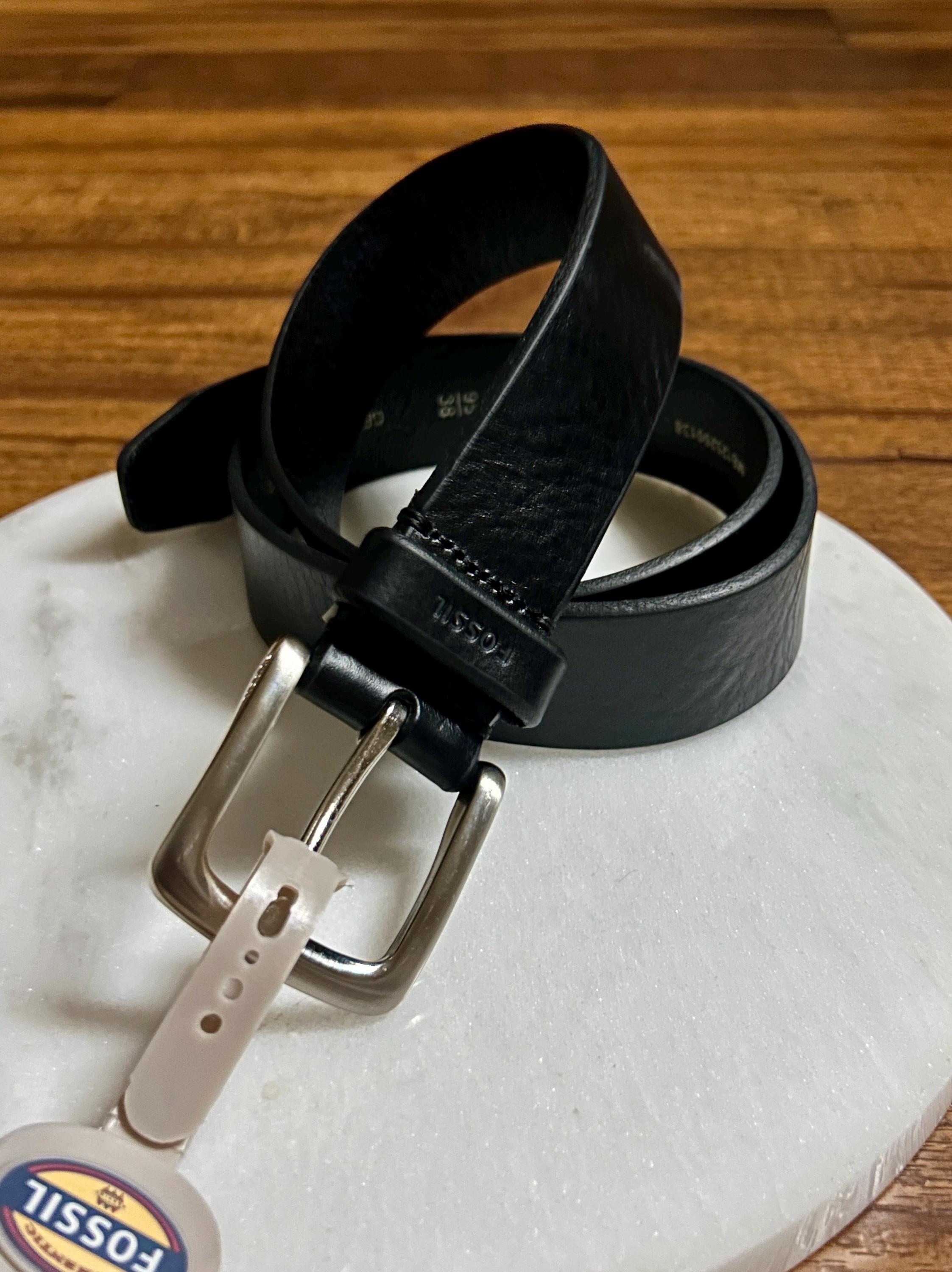 Fossil Chain and black  Leather Belt Medium Fossil Leather Black Belts for Men for sale | eBay main image 2