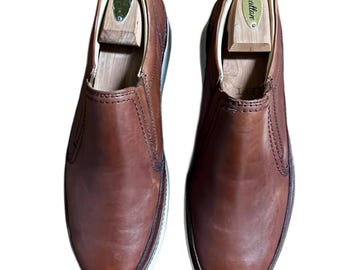 Samuel Hubbard ~ Men's 12 W ~ Brown Leather ~ Comfort Slip-On Loafers Shoes ~ New Without Box