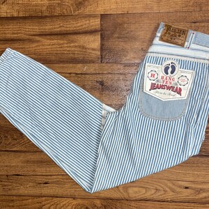 Hang Ten Jeanswear ~ Size 16 ~ Vintage ~ Blue & White Striped Cargo Jeans ~ New W/ Tags