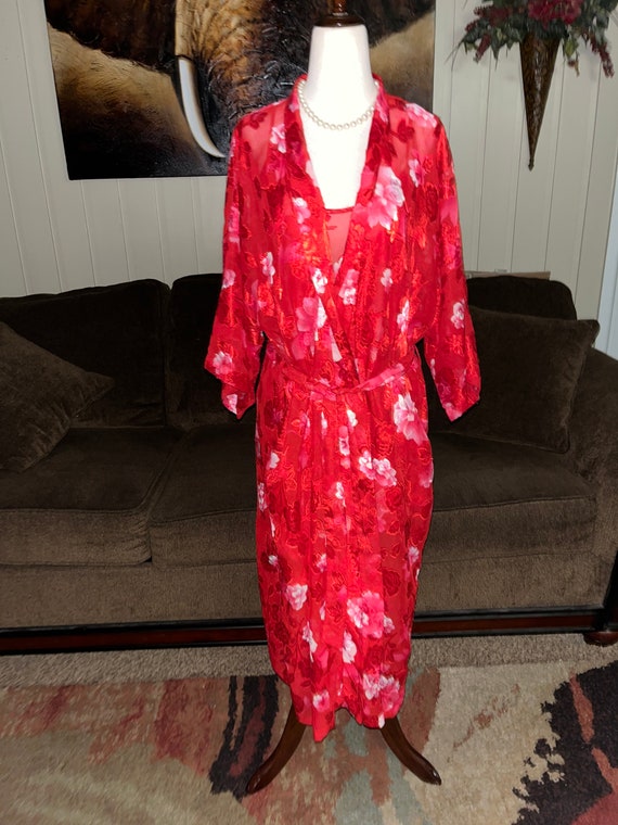 Vtg”Inner Most” Floral Nightgown & Robe Set Size Me… Gem